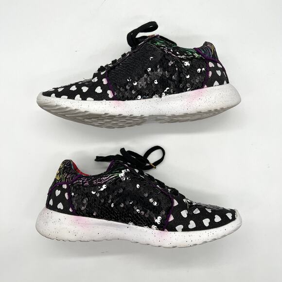 IRREGULAR CHOICE Run The World Sneakers Womens 40 Black Multi Sequined Glitter - Picture 5 of 11
